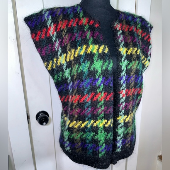 Vintage Mohair & Wool Houndstooth Patterned Women's Sweater Vest NWT - Picture 3 of 12